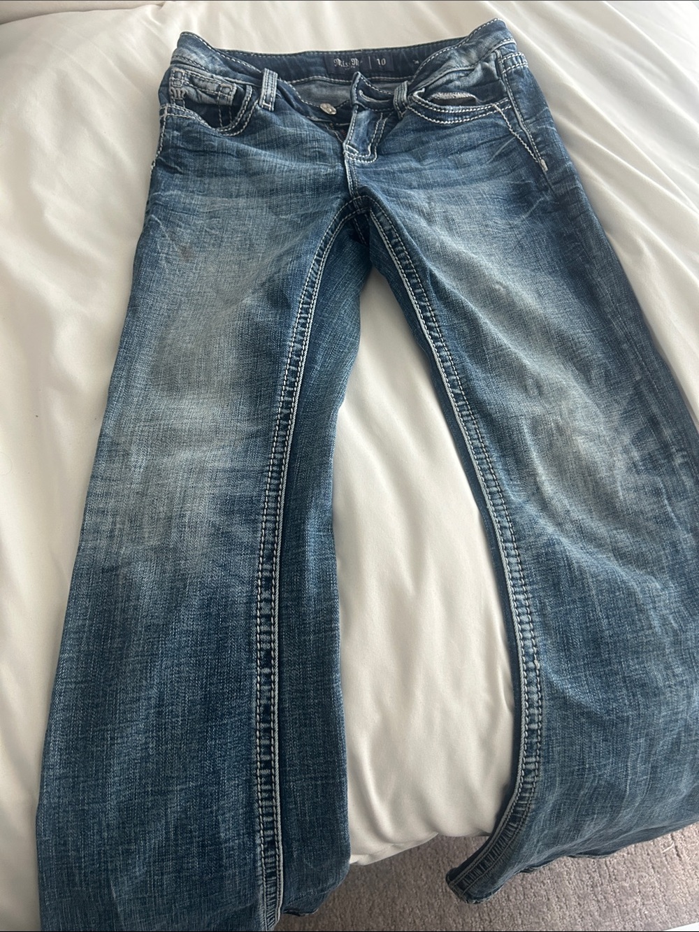 Miss Me Girls Washed Blue Bootcut Jeans